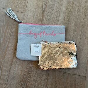 Sequin and Gray Pouch Set Hot Pink Bag of Tricks Print